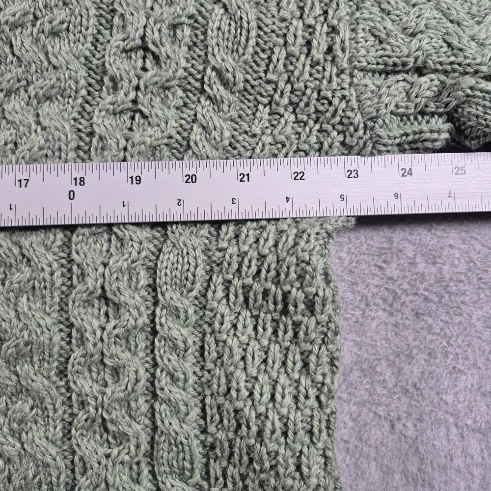 Aran Crafts Irish Merino Wool Cable Knit Cardigan Sweater Green Women's XL - Picture 5 of 7